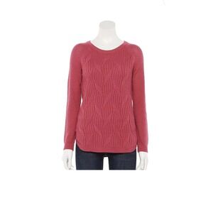 Sonoma Trellis Raglan-Sleeve Women's Sweater Sangria Mist Dark Red New Size XL